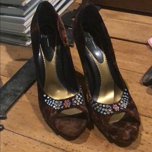Linea Paolo velvet heels with rhinestones